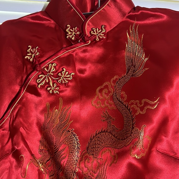 Yan’s Collection Red and Gold Phoenix and Falcon Chinese Dress.  Like new. - Picture 7 of 14